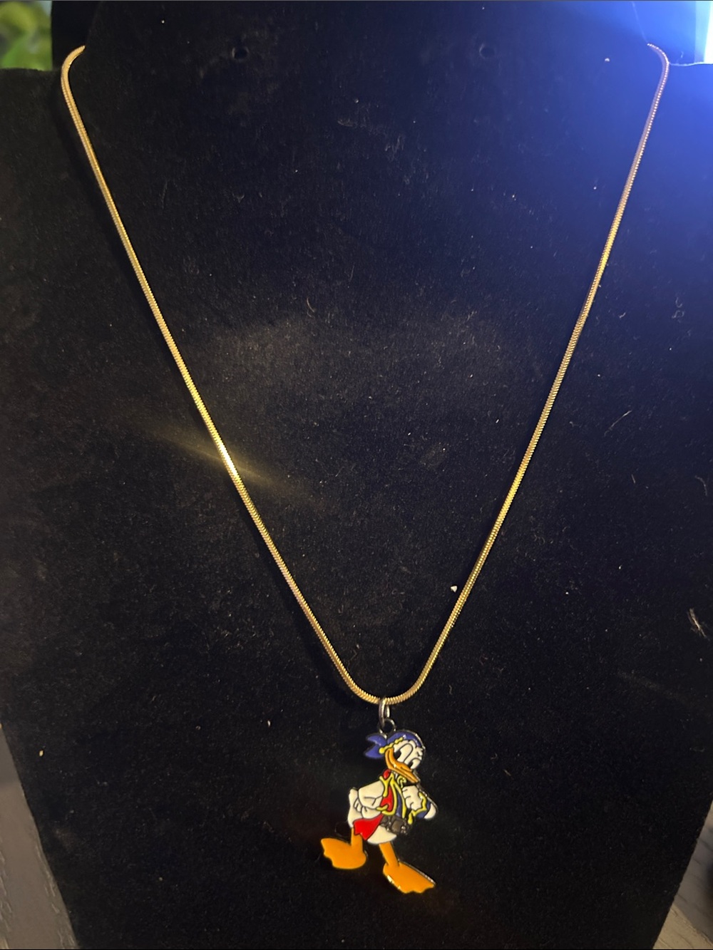 Donald Duck Enamel Pendant & Hoop Earring Set in Blue, Orange, White, Gold - Picture 9 of 9
